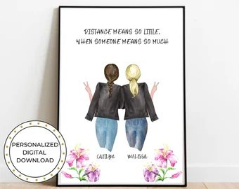 Best Friend Print Personalized, Birthday Gift, Custom Sister Gift, Long Distance Gift, Friendship... | Etsy (US)