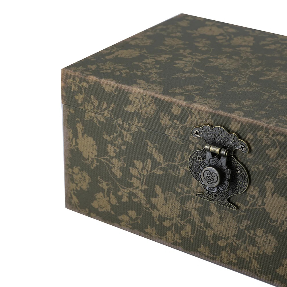 S/2 Decorative Boxes with a Gray Floral Lady Portrait on the Small and Olive Floral Pattern on th... | Wayfair North America