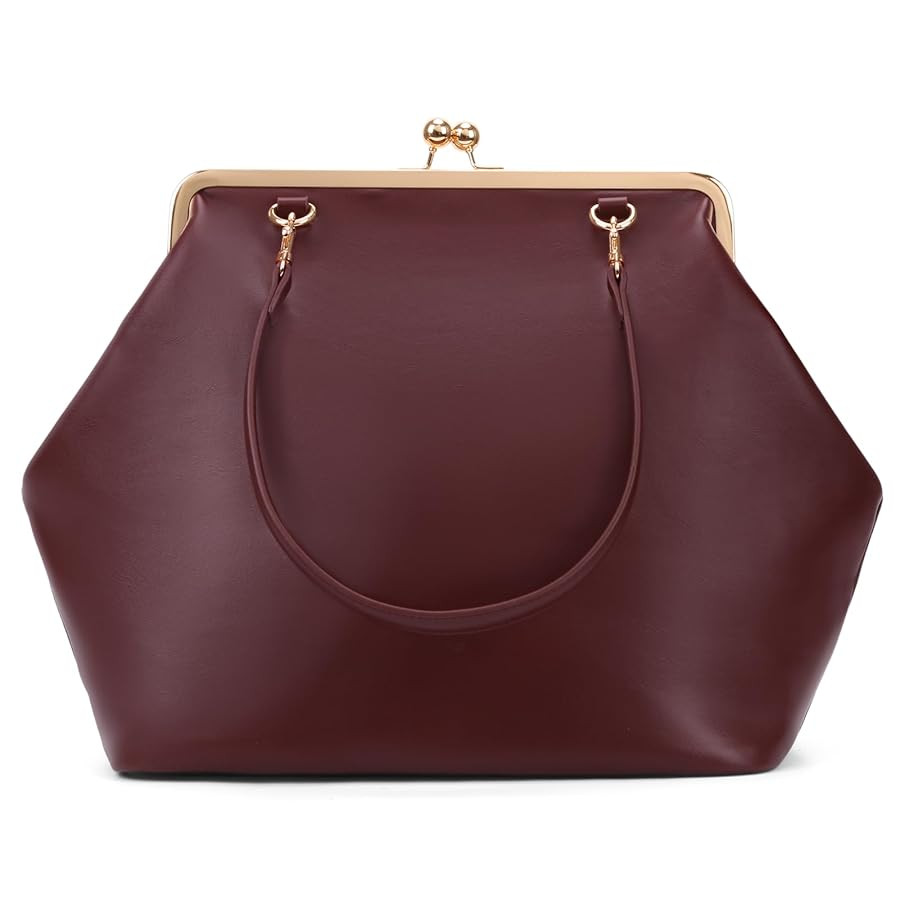 CATSEA Large Women's Kiss Lock Bag PU Medium Top Handle Handbags Kiss Clasp Shoulder Bags Tote Purse Messenger Clutch | Amazon (US)