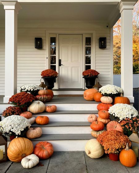 Kat Jamieson shares her front porch. Pumpkins and mums, Halloween, fall decor, festive, planter. 

#LTKHoliday #LTKhome #LTKSeasonal