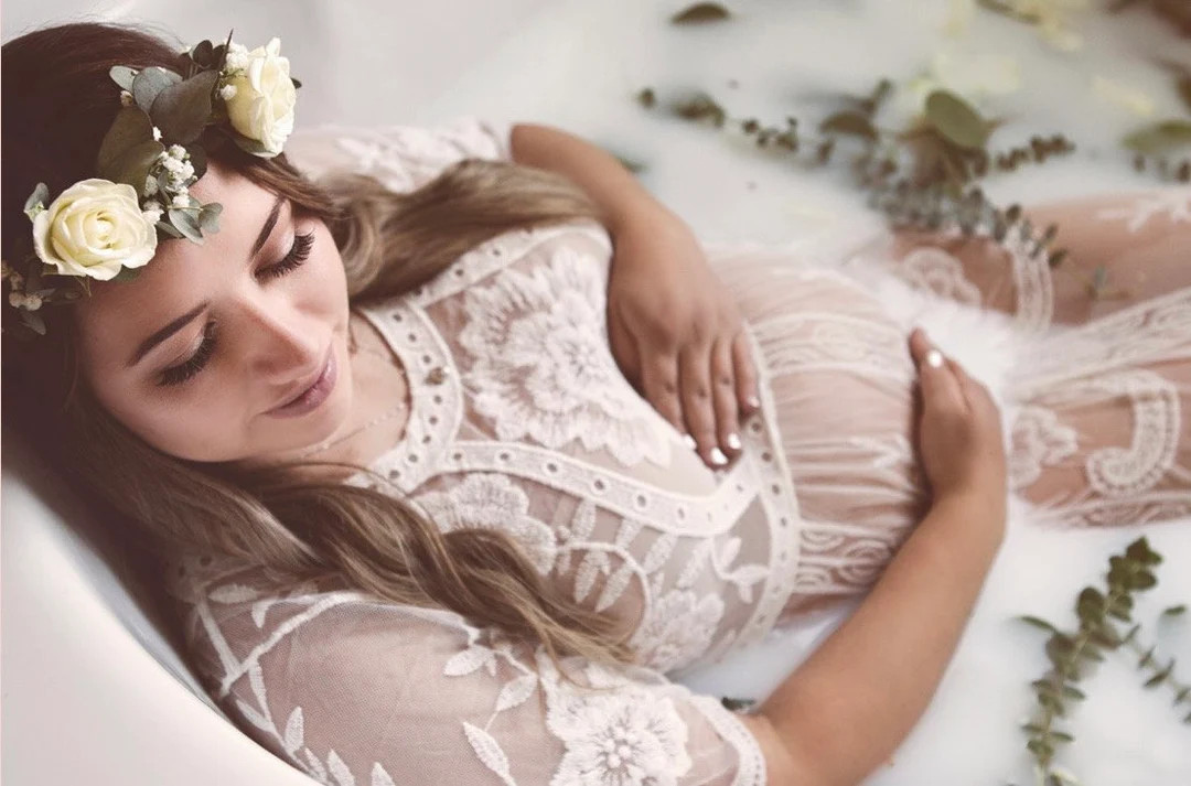 White Lace Maternity Dress: Handmade Boho Floral Gown - Etsy | Etsy (US)