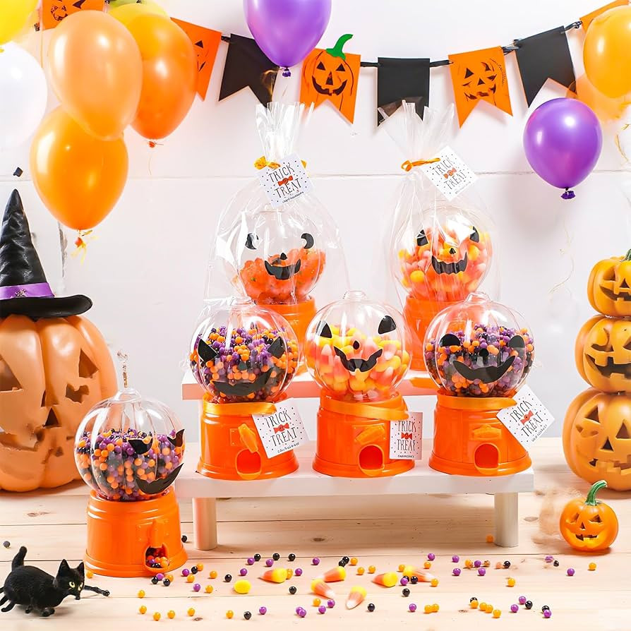 Halloween Trick or Treat Party Favors 6 Pack Pumpkin Candy Dispenser Gumball Machine Candy Dispen... | Amazon (US)