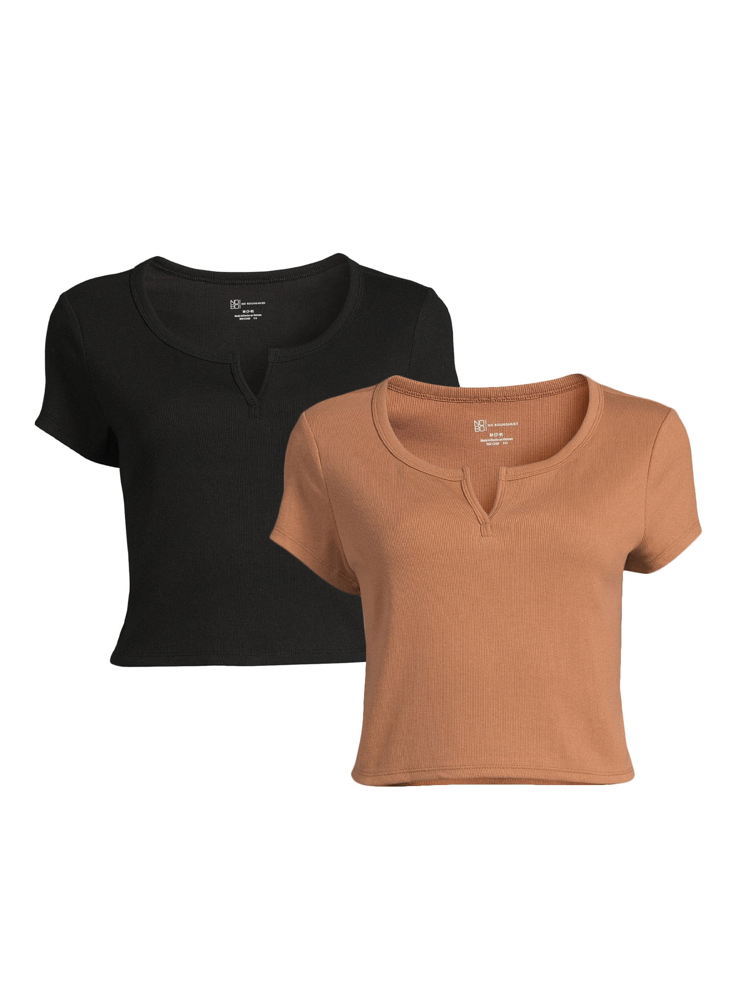 No Boundaries Juniors Notch Neck Tee, 2-Pack | Walmart (US)