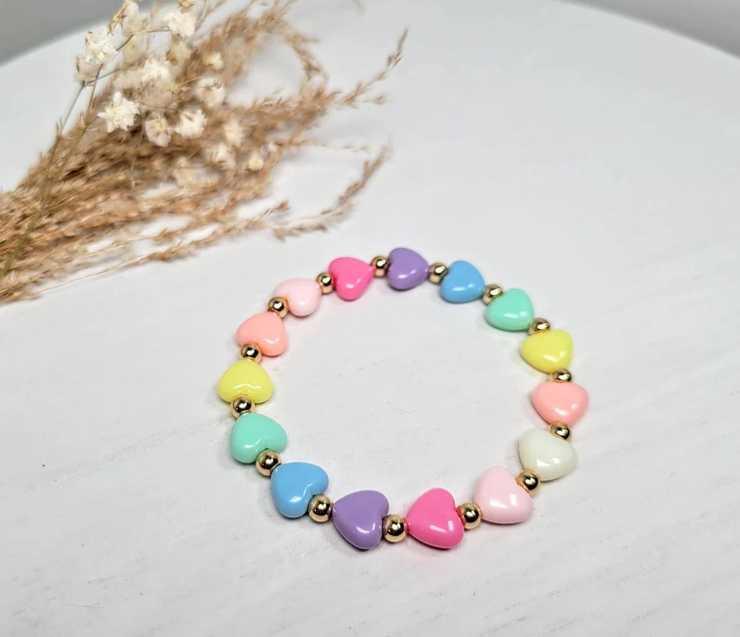 Colored Hearts Bracelet | Valentine's | Baby Bracelet | Clasp | Stretch | Baby Jewelry | Valentin... | Etsy (US)