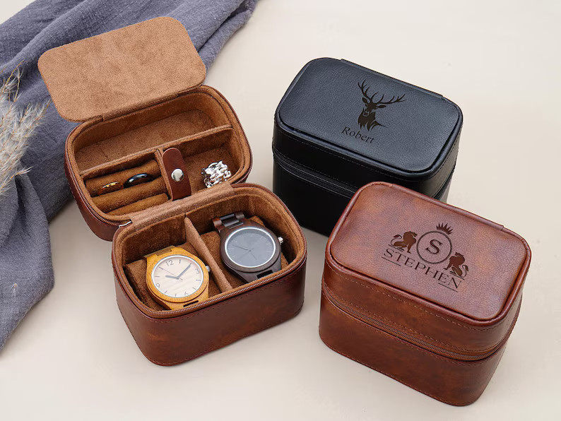 Personalized Watch Box for Men,travel Watch Box, Leather Travel Watch Case,travel Jewelry Case,en... | Etsy (US)