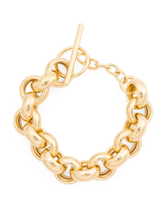 Made In Italy 18kt Gold Plated Chunky Rolo Chain Bracelet | TJ Maxx
