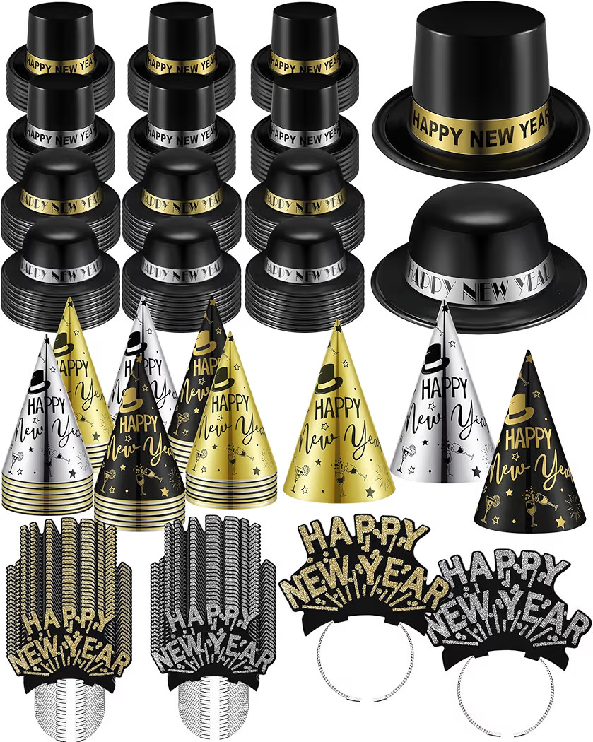 200 Pcs 2026 New Years Eve Party Supplies Bulk New Year Party Favors, Include 60 Plastic Top Hats... | Amazon (US)