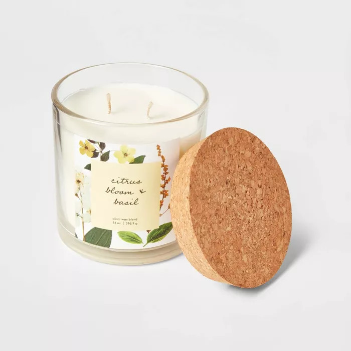Glass Candle with Cork Lid Citrus Bloom and Basil - Threshold™ | Target