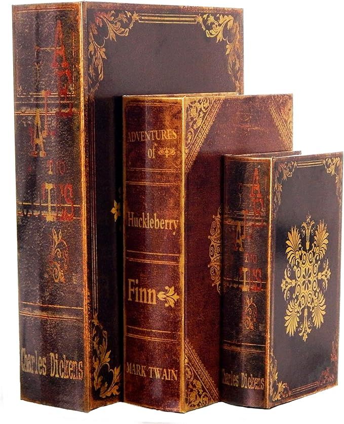 Bellaa 28038 Decorative Book Box Vintage Floral Set of 3 Hidden Secret Storage Jewelry Keepsake G... | Amazon (US)