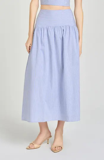 WAYF x Hannah Lovey Porter Georgia Directional Stripe Cotton Blend Midi Skirt | Nordstrom | Nordstrom