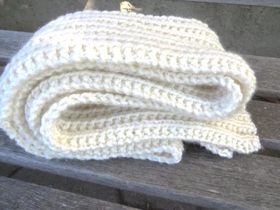Skinny Aran Rib Knit Scarf, 4 x 74  inches, Narrow Cream Knitted Scarf | Etsy (US)