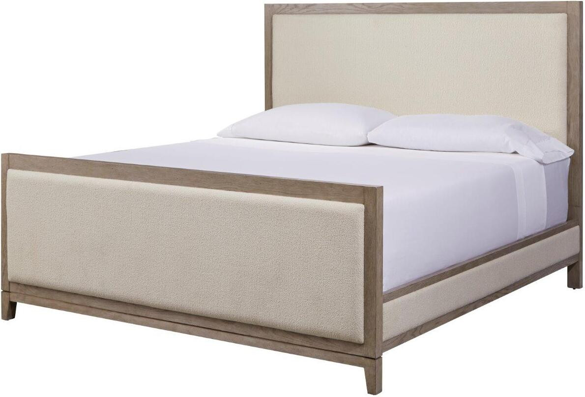 Chrestner Grey And Beige King Upholstered Panel Bed | 1stopbedrooms