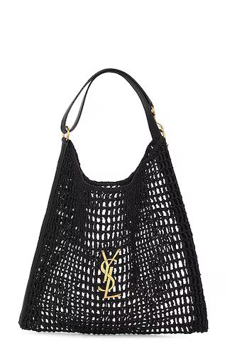 Saint Laurent Raffia Shoulder Bag in Noir | FWRD | FWRD 