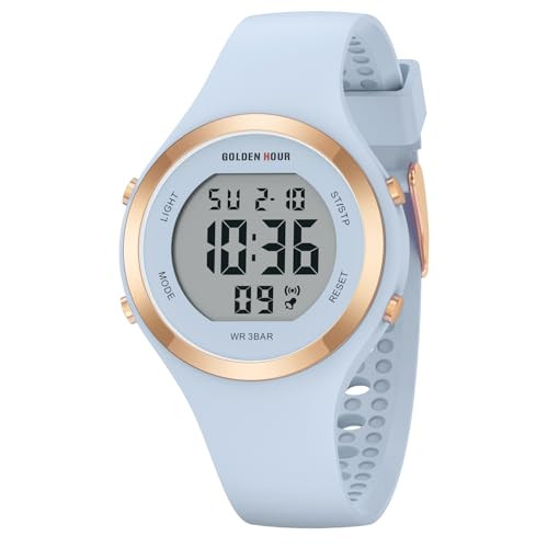 GOLDEN HOUR Waterproof Sport Women's Digital Chronograph Silicone Strap Watch | Amazon (US)