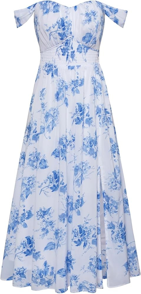 GRACE KARIN 2026 Women's Summer Floral Wedding Guest Dress,Beach Flowy A Line Maxi Off Shoulder B... | Amazon (US)
