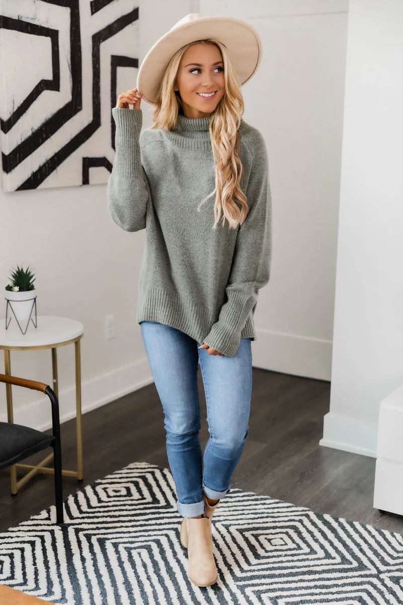If You'll Love Me Green Sweater | The Pink Lily Boutique