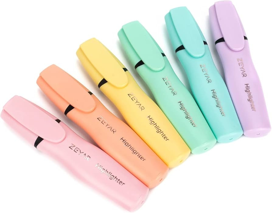ZEYAR Aesthetic Highlighter Pen, Chisel Tip Marker Pen, AP Certified， Assorted Colors, Water Ba... | Amazon (US)