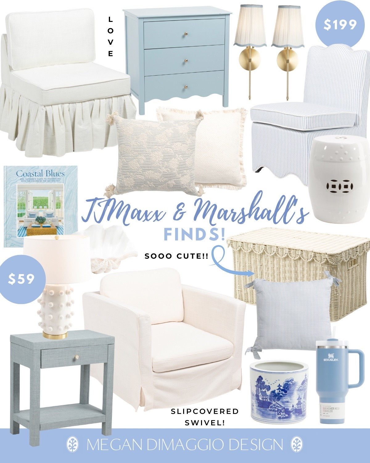 So many amazing new & affordable arrivals for the coastal home just added to TJMaxx & Marshalls!! 😍🙌🏻

Love this new skirted chair, blue scalloped dresser, blue grasscloth side table and this blue & white orchid pot is an amazing price!! 🙏🏻

Plus restocks on these scalloped rechargeable wall sconces and this best selling white table lamp!! 

#LTKHome #LTKSaleAlert #LTKFindsUnder50