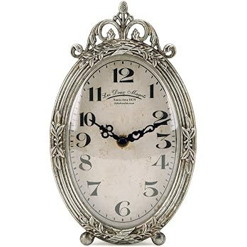 NIKKY HOME Small Vintage Table Clock, Silent Elegant Silver Desk Clock | Amazon (US)