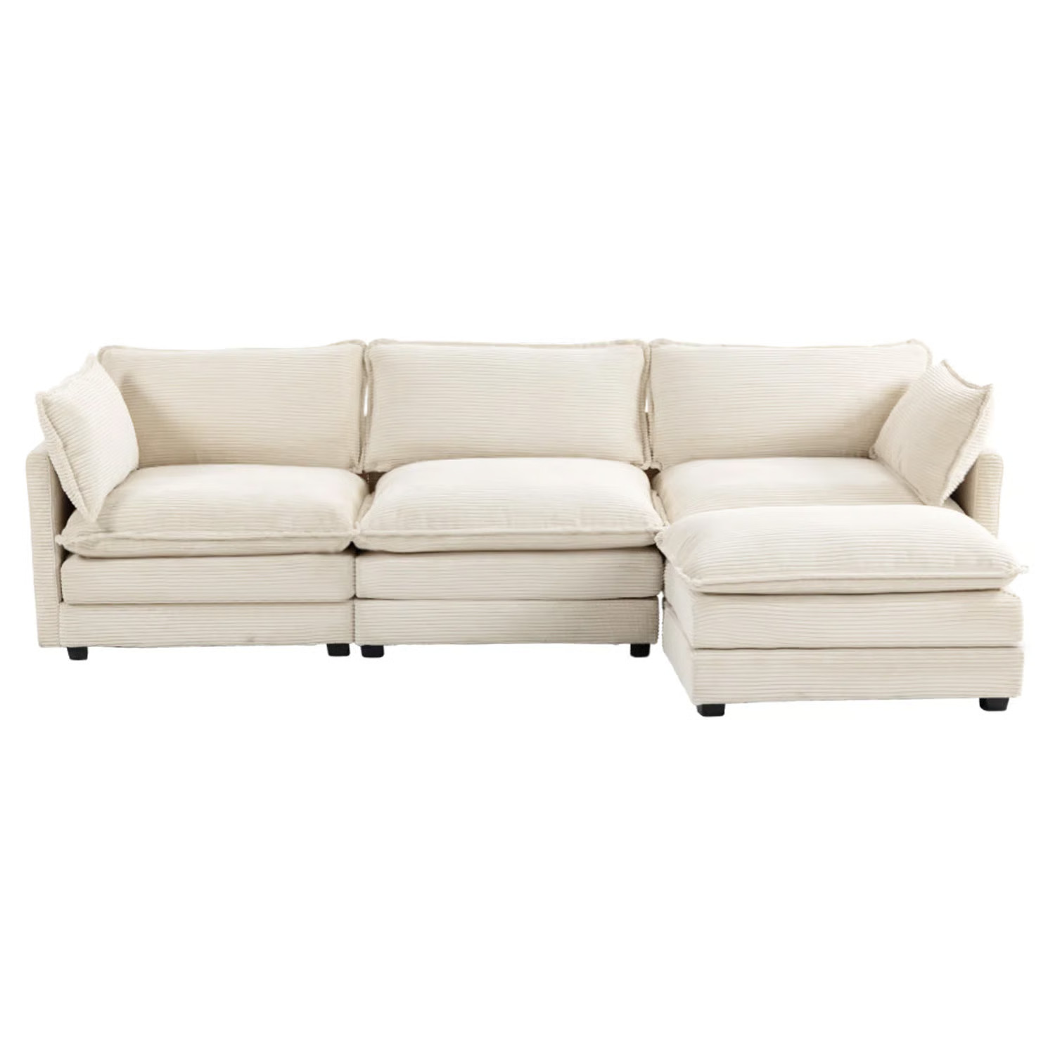 Redenius 4-Piece 112'' Upholstered Corduroy L-Shape Sectional | Wayfair North America