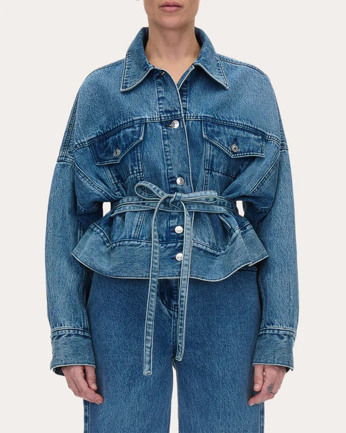 Belted Oversized Denim Jacket | Olivela