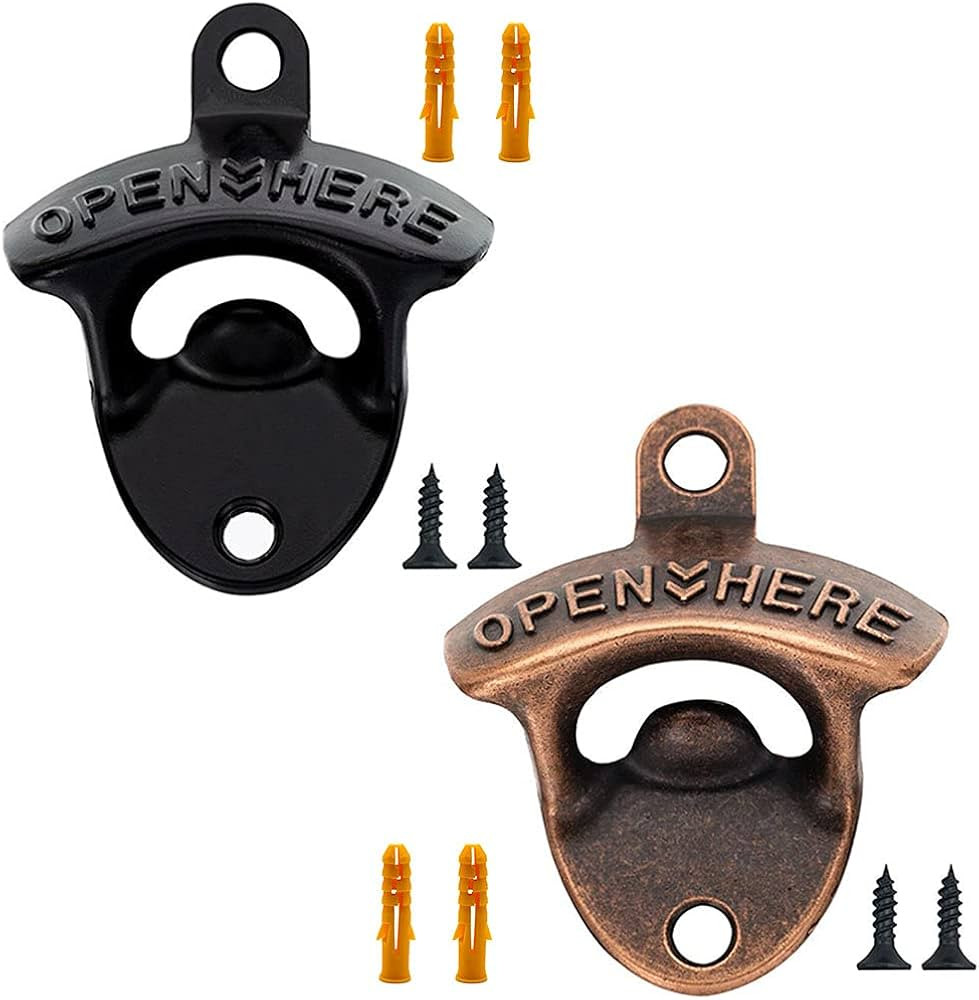 LIFULANDIAN Beer bottle openers Cast Iron wall mounted bottle opener(Set of 2With screws) | Amazon (US)