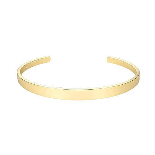 Amazon Essentials Gold Tone Cuff Bracelet in Fine Silver Over Bronze, Yellow, 8" | Amazon (US)