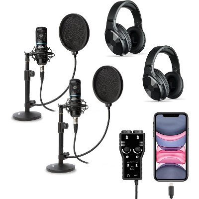 Movo Smartphone Podcast Microphone Bundle for iPhone, iPad - Dual Condenser Mic Kit | Target