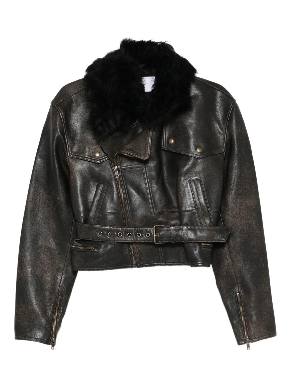 Alex Perry fur belted jacket - Brown | Farfetch Global