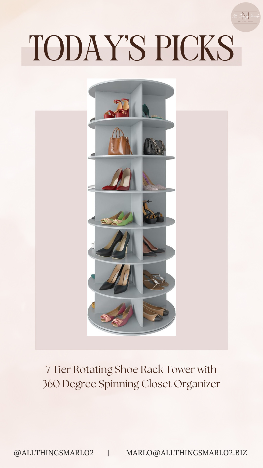 7 Tier Rotating Shoe Rack Tower with 360 Degree Spinning Closet Organizer 

 #LTKSeasonal #LTKWorkwear #LTKTravel