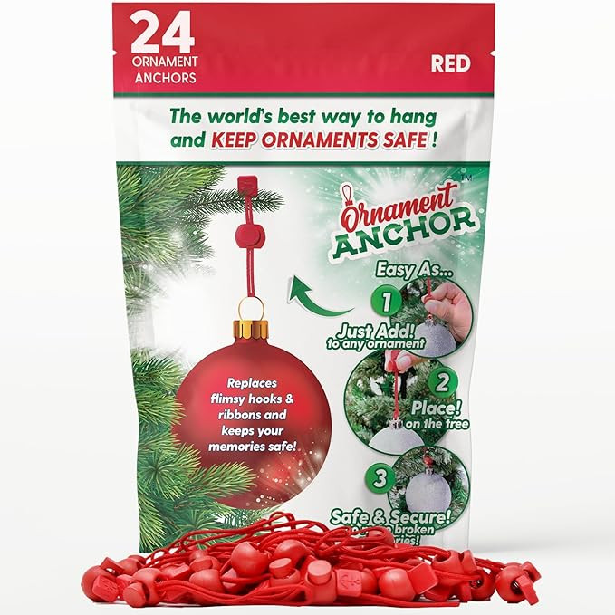 ORNAMENT ANCHOR Ornament Hooks for Hanging Christmas Decorations - No-Slip Hanging Hooks for Xmas... | Amazon (US)
