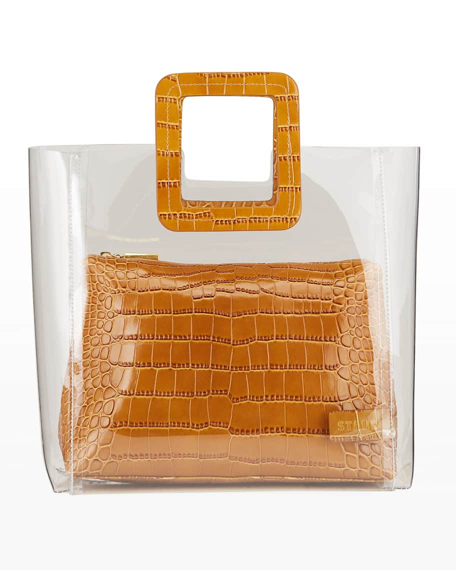 Staud Shirley Clear PVC and Crocodile-Embossed Tote Bag | Neiman Marcus