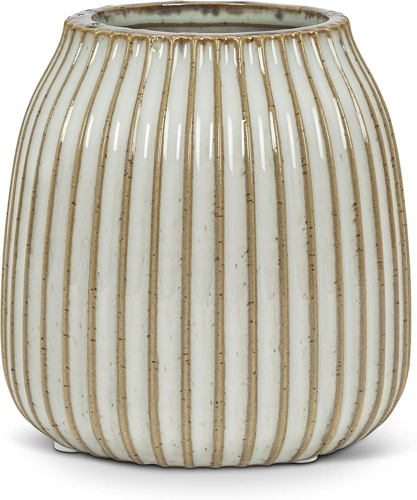 Abbott Collection 27-NATURA-448 Small Stripe Rib Vase, Whitewash | Amazon (US)