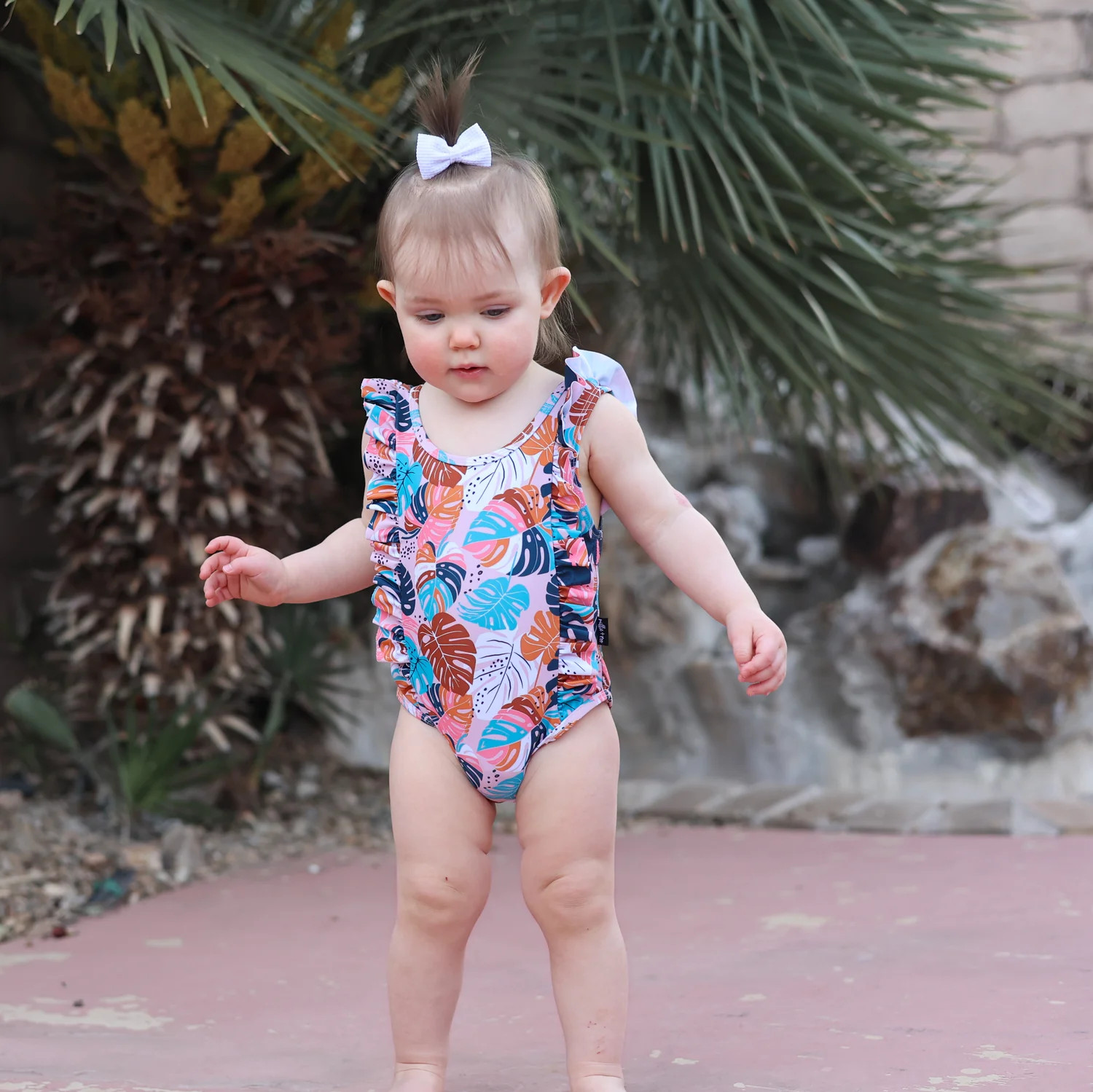 RUFFLE SWIMSUIT- Monstera | millie + roo