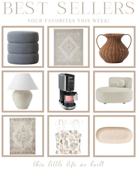 Best sellers from this week!

Ottoman, pouf, area rug, vase, planter, lamp, ice cream maker, chaise, tank top, tray

#LTKHome #LTKStyleTip #LTKSeasonal