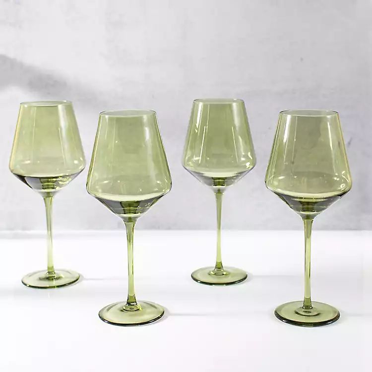 Sage Soft Angle Wine Glasses, Set of 4 | Kirkland's Home