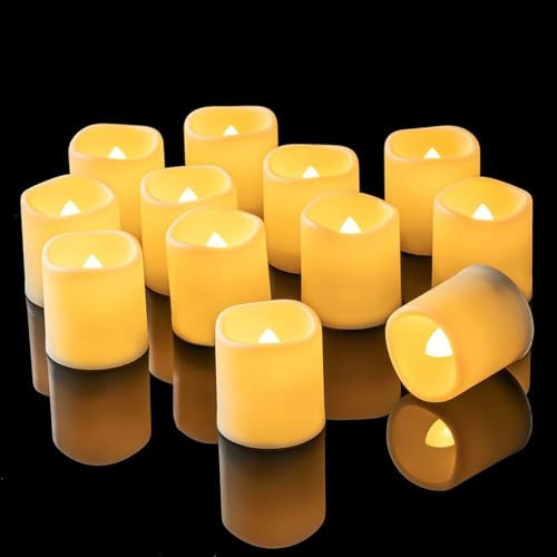 Homemory Flickering Flameless LED Tealight Candles, 12PCS Battery Operated, Realistic Electric for Easter, Wedding, Table | Amazon (US)