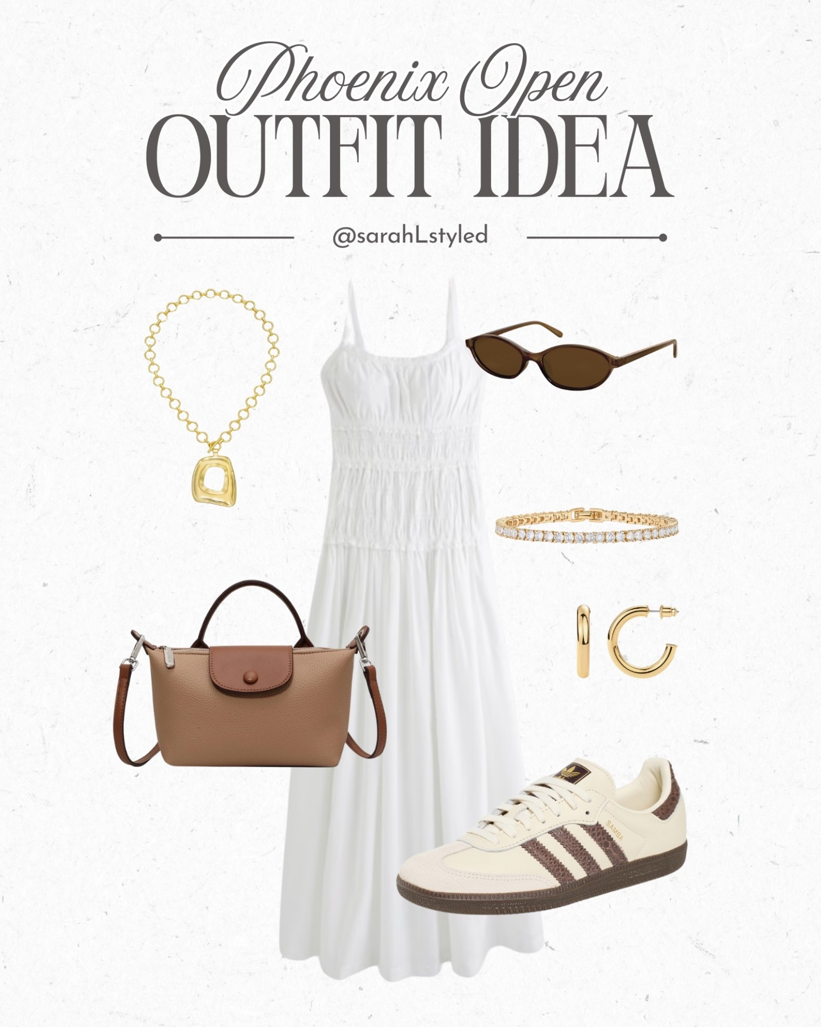 Phoenix Open outfit idea — white midi dress and sneaker outfit. Adidas sambas in stock! 

phoenix open outfit, waste management open outfit, golf tournament outfit, women golf outfit idea, spring golf outfit, white dress outfit, casual chic outfit, sporty chic style, sambas outfit, adidas samba women, comfortable walking outfit, neutral outfit idea, day event outfit, outdoor event outfit, golf spectator outfit, elevated casual look, amazon fashion finds, everyday outfit inspo

#LTKPetite #LTKootd #LTKTravel