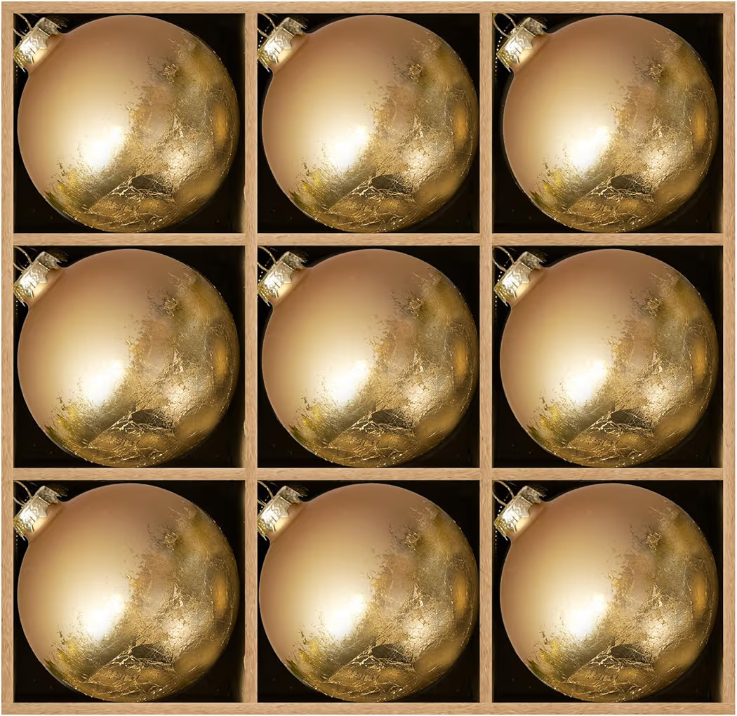 DN DECONATION Christmas Decorations Ball Ornaments Set of 9, Gold Matte Xmas Tree Hanging Ball wi... | Amazon (US)