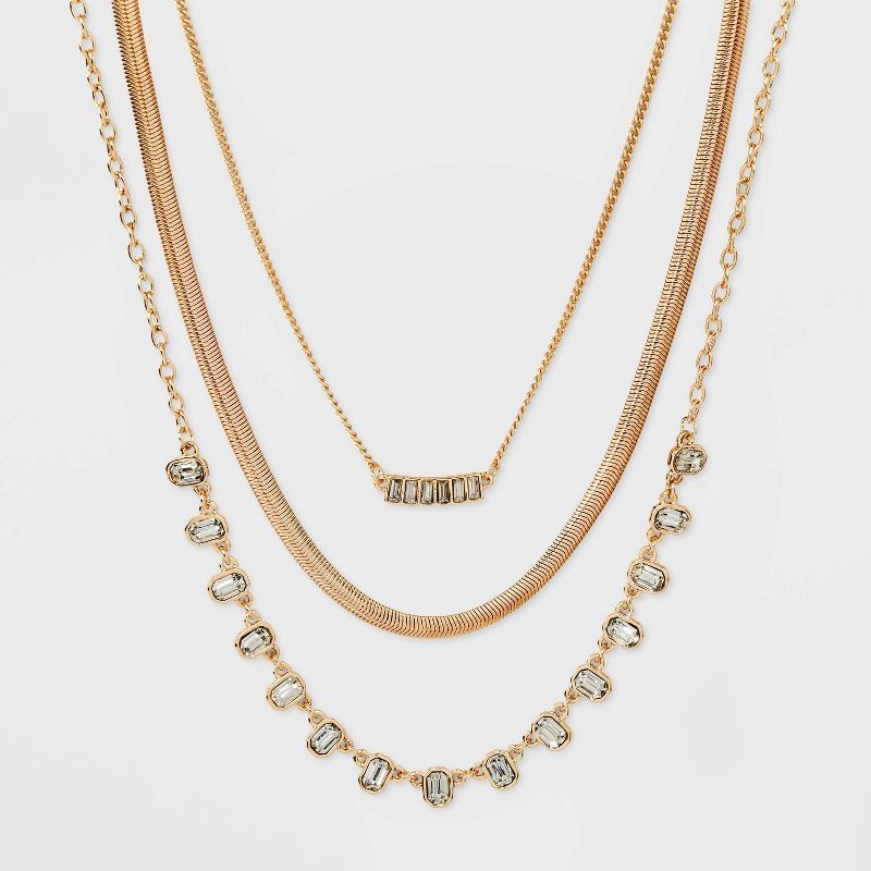 Multi-Strand Crystal Statement Chain Necklace - A New Day™ | Target