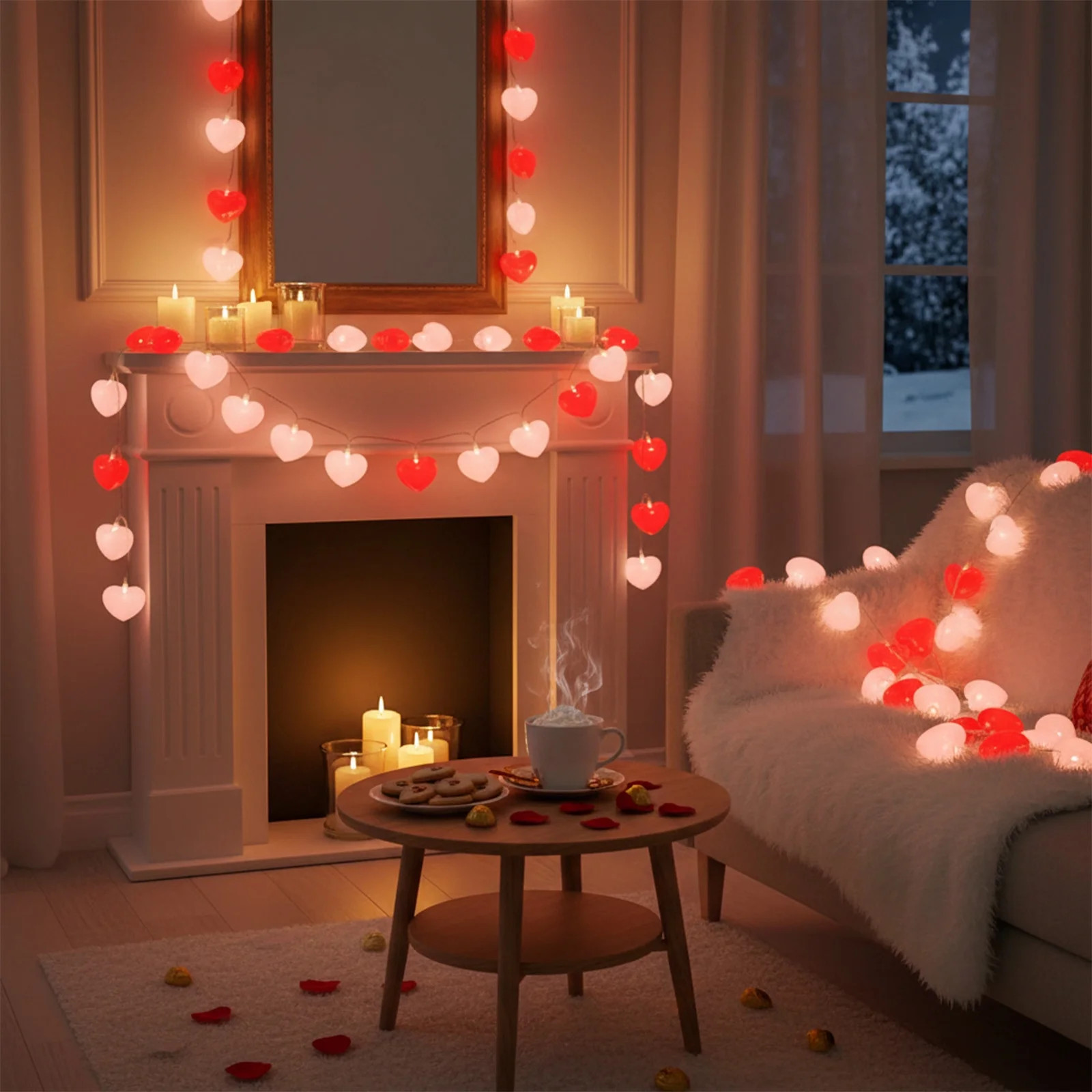 Two Color Heart String Lights Red Pink 6.56 Feet LED Fairy Lights for Valentine's Day Decor, Bedr... | Walmart (US)