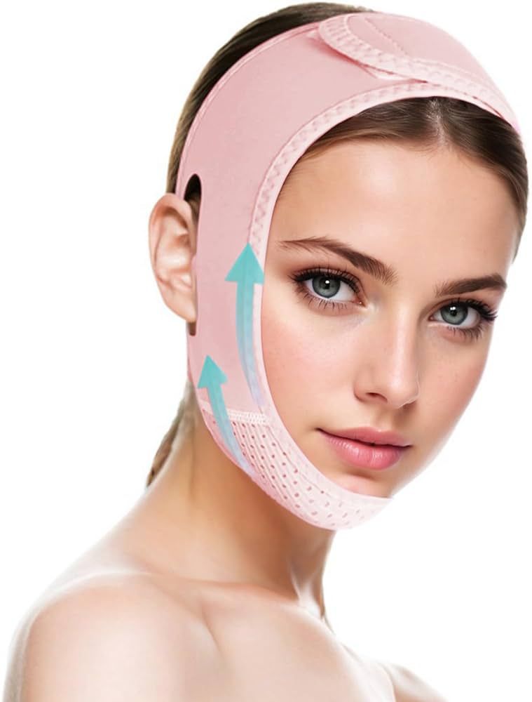 Double Chin Reducer, Double Chin Eliminator V Line Lifting Mask with Chin Strap for Double Chin f... | Amazon (US)