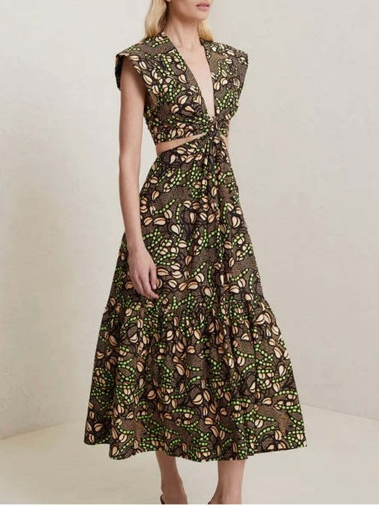 A.L.C. Alexandria Green/Peach cutout midi dress | Poshmark