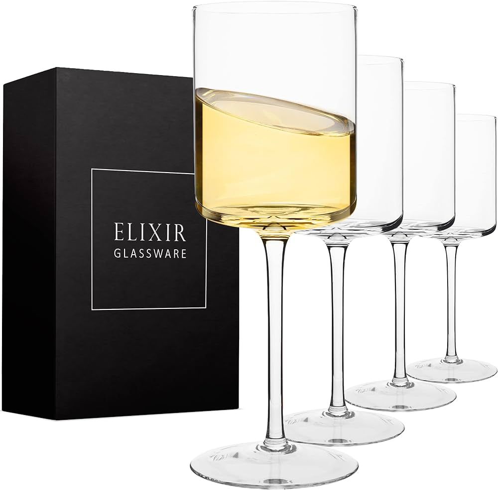Elixir Glassware Crystal Square Wine Glasses - Set of 4 - 14 oz Stemware - Red Wine & White Wine ... | Amazon (CA)
