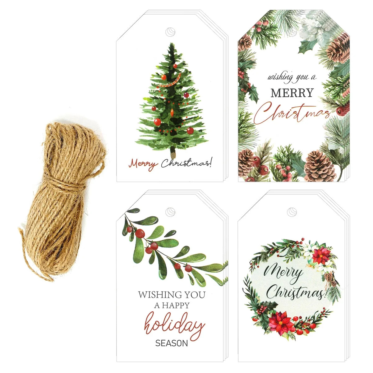 Wrapables Merry Christmas Gift Tags/Kraft Hang Tags with Jute Strings for Gift-Wrapping, Labeling... | Walmart (US)