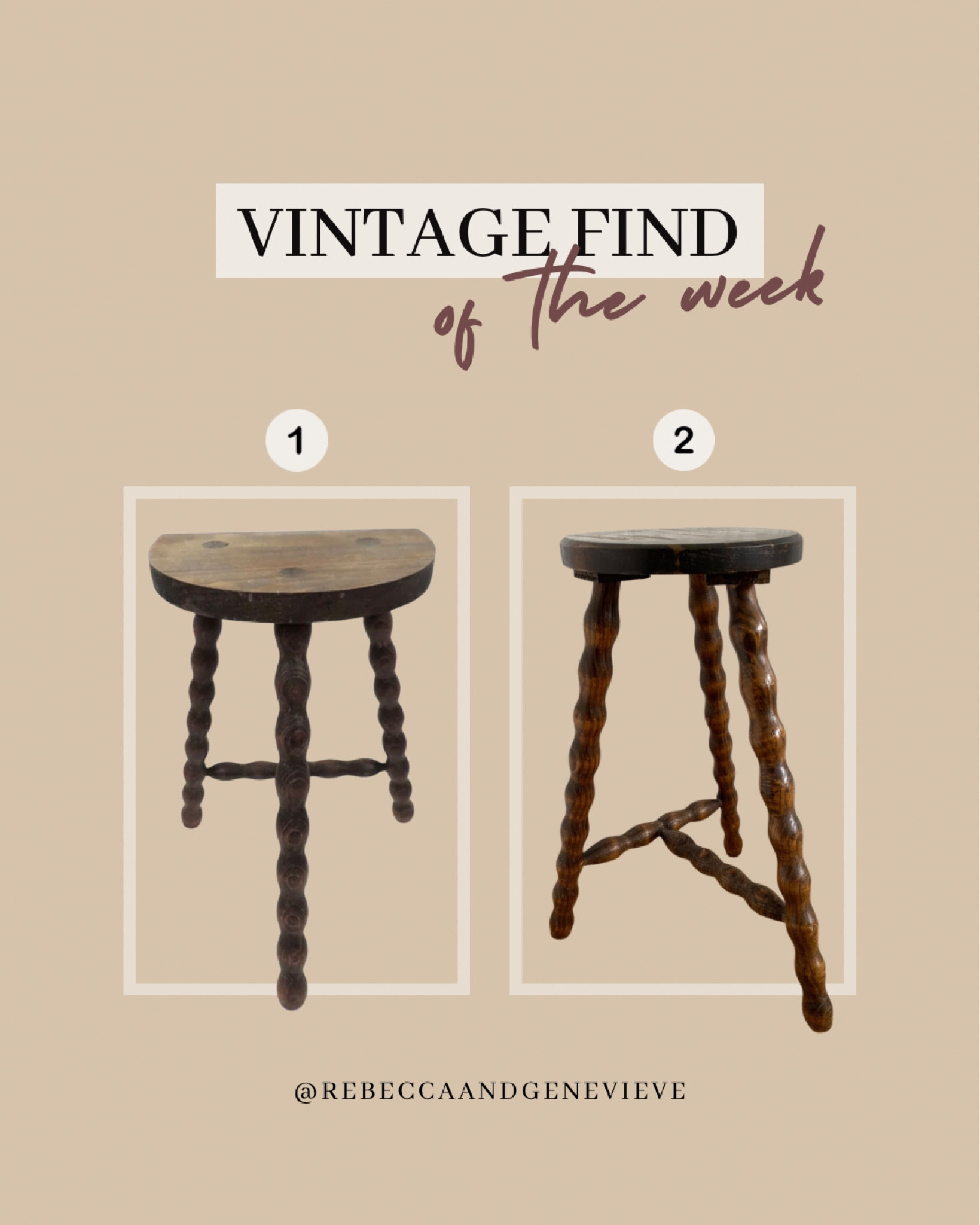 VINTAGE FIND OF THE WEEK 🔎

1. French Vintage 18" Tall Half Moon Shaped Tripod Rustic Stool, Vintage D Shaped Milking Stool.
2. 1950s French Tripod stool with turned wood legs.
-
Tripod stool. Vintage stool. Vintage home decor. Vintage decor. Etsy find. Kitchen decor. Antique shopping. Antique decor. 

#LTKhome #LTKFind