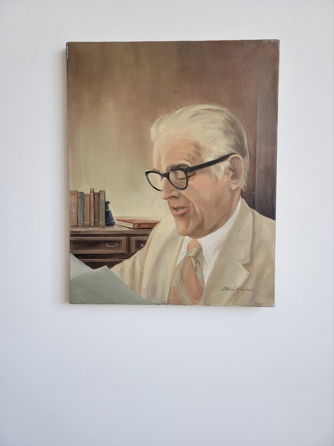 Wonderful Portrait Painting of a Man With Glasses Reading - Etsy | Etsy (US)