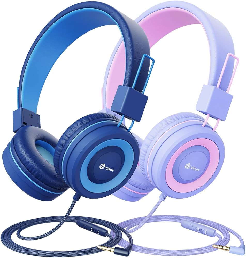 iClever [2 Pack] Kids Headphones with Microphone for Online Schooling - Safe Volume Limited 85dB/... | Amazon (US)