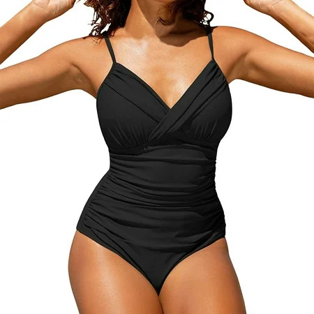 JDEFEG Sheathing Swimsuit Women 1 Piece Suits Shirred Vintage Up Training Swimwear Bathing Sport Con | Walmart (US)