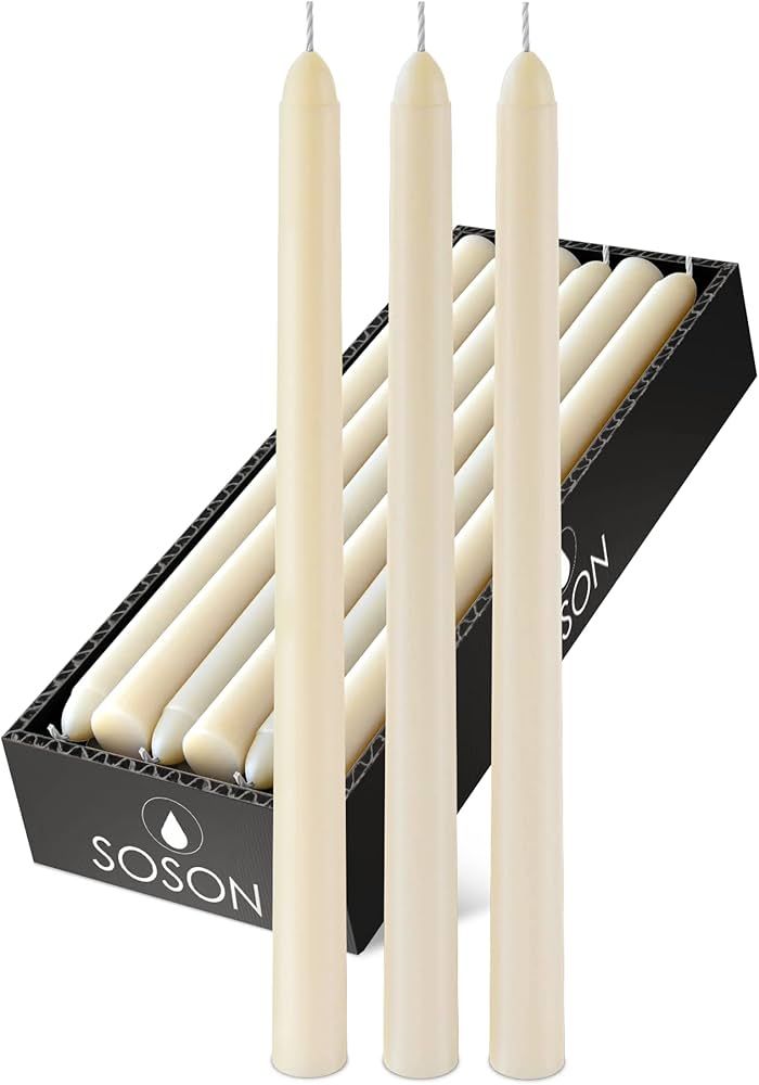 Simply Soson 12 inch Ivory Taper Candles 12 Pack | Ivory Candlesticks | Candle Sticks Bulk | Tape... | Amazon (US)